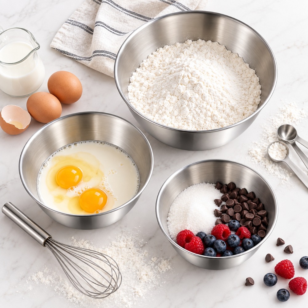 Baking Kitchen Set - 스테인리스 스틸 믹싱볼 3종 세트 눈금